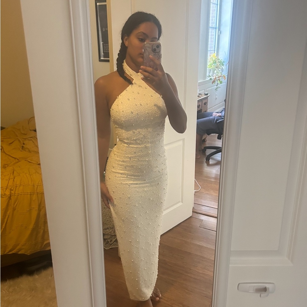 Beautiful embellished White Halter Dress